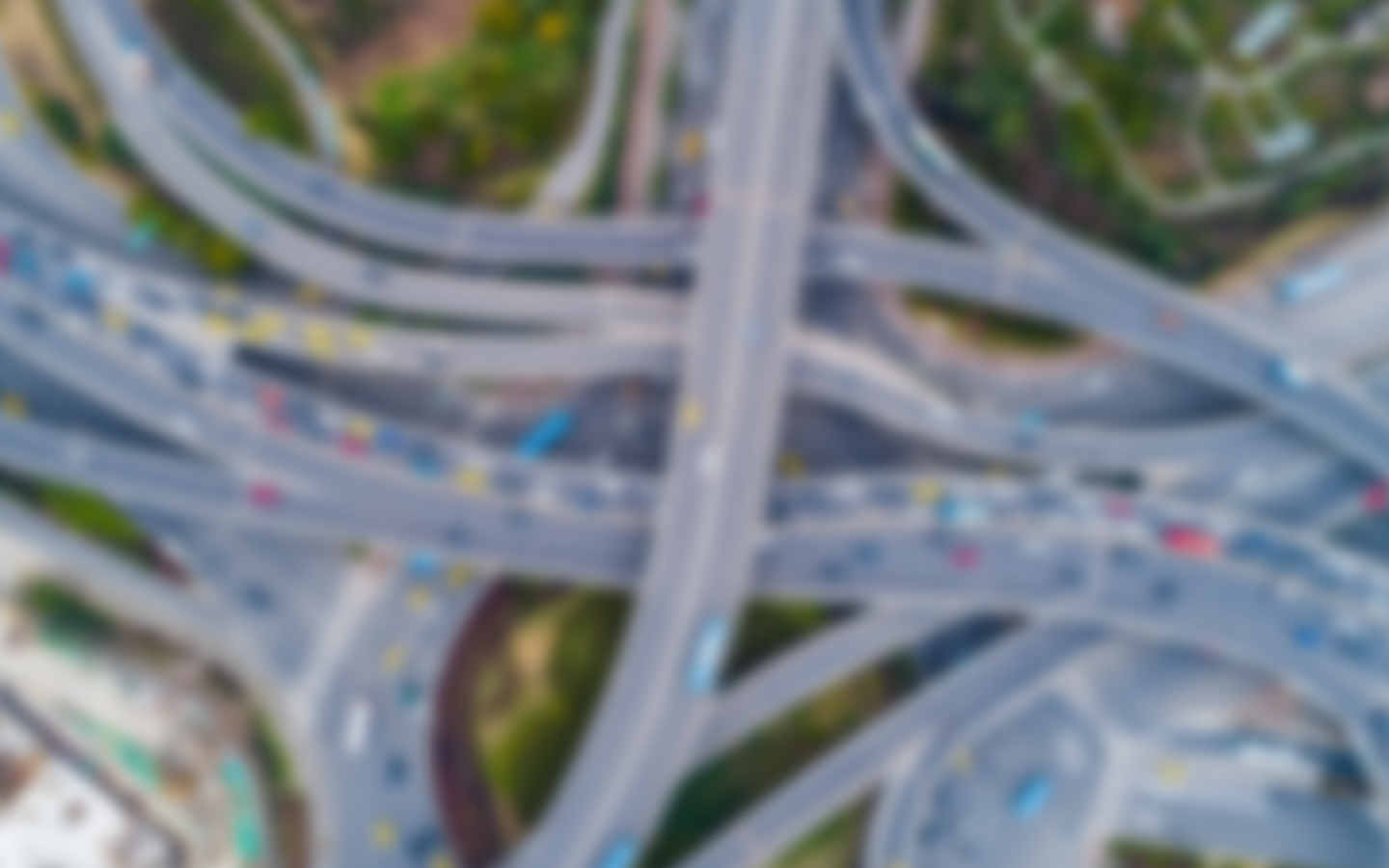 blurry aerial view road of interchange