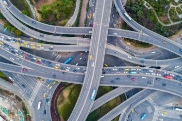 aerial view road of interchange