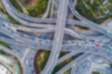 blurry aerial view road of interchange
