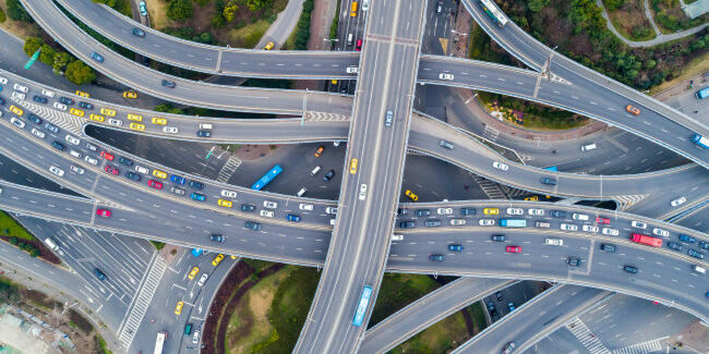 aerial view road of interchange