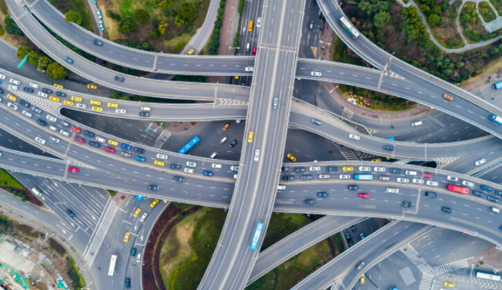 aerial view road of interchange